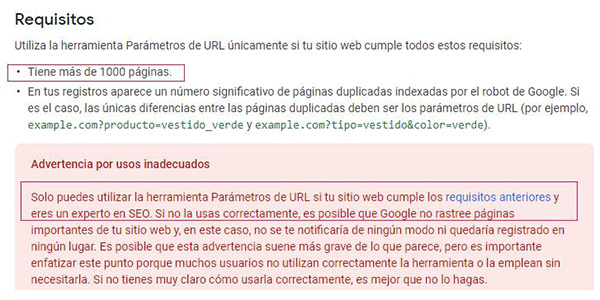 Google no recomienda cambiar los parámetros por tu cuenta, contrata a un consultor de ser necesario