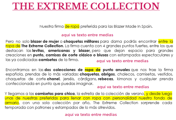 modificando un texto para que incluya las palabras recomendadas