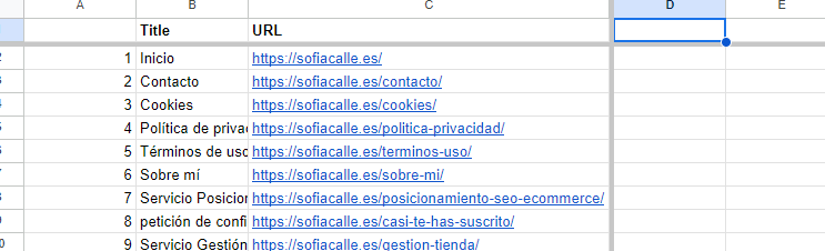 Copiar la info en la tabla de datos de Google
