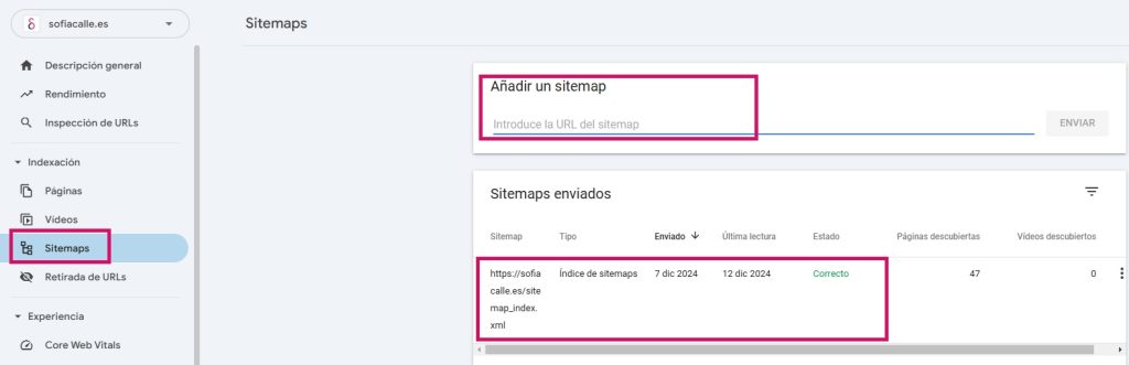 enviar sitemaps a gsc