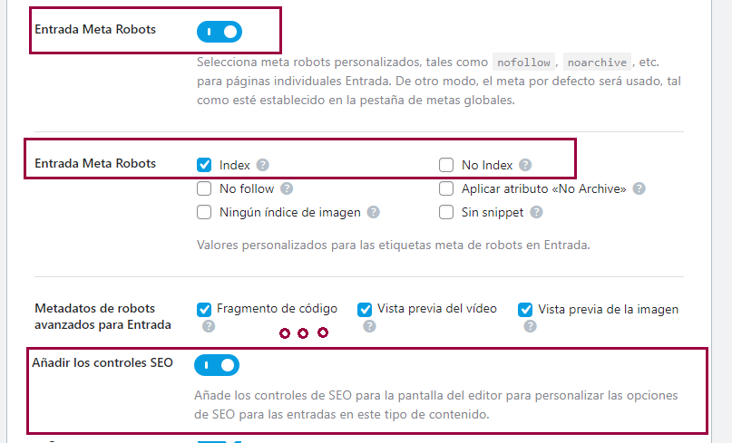 Editar el estado de indexación a nivel general en Rank Math - parte 2