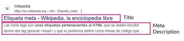 title y meta description en google