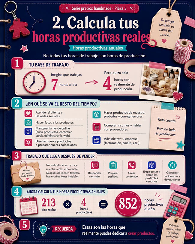 calcula tus horas productivas reales - infografía