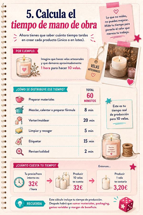Calcula el tiempo de tu mano de obra - infografía