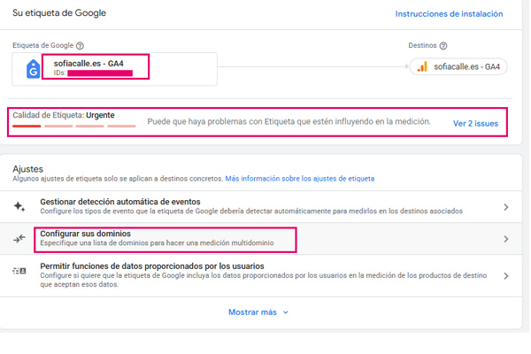 Google Analytics: configuraciones básicas | Sofia Calle - Consultora SEO para tiendas GA4 Recogida de datos configuracion.etiquetas