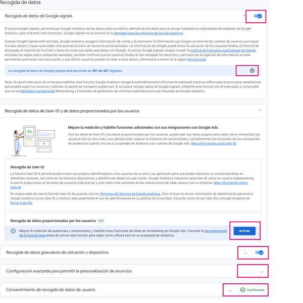 Google Analytics: configuraciones básicas | Sofia Calle - Consultora SEO para tiendas GA4 recogida de datos