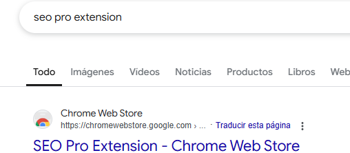 ejemplo de búsqueda de extensión en Google